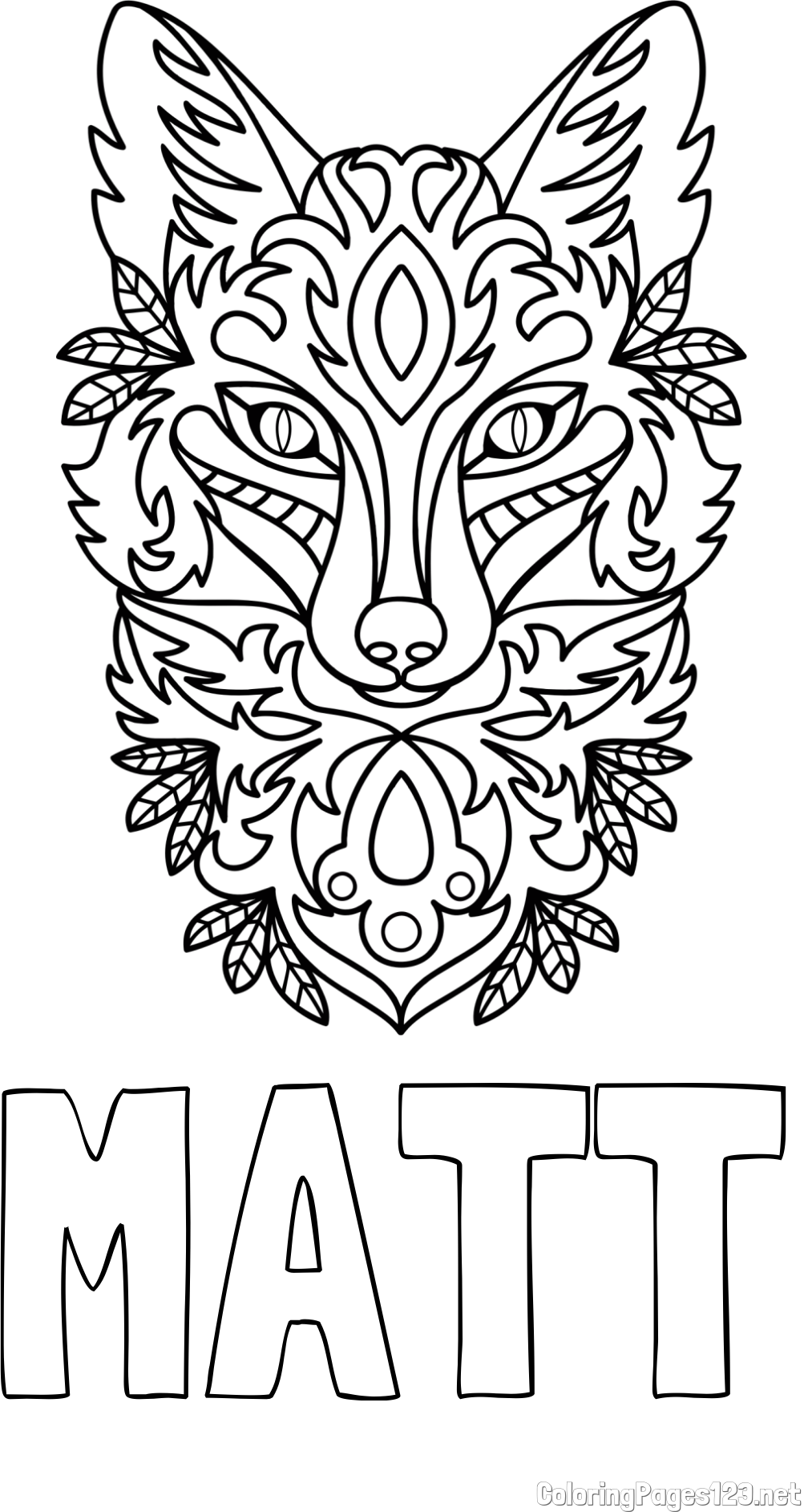 MATT Coloring Page and Wolf Mandala Coloring Page