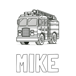 Online Created Coloring Page - MIKE Coloring Page and Coloring Page of a Big Fire Truck