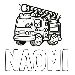 NAOMI Coloring Page and Children's Coloring Page of a Simple Fire Truck