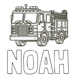 Online Created Coloring Page - NOAH Coloring Page and Free Coloring Page of a Big Fire Truck