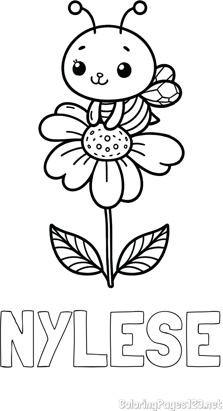 NYLESE Coloring Page and Coloring Page of a Cute Bee on a Flower