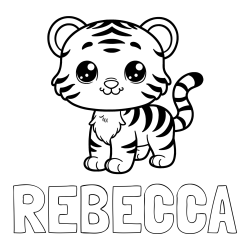 Online Created Coloring Page - REBECCA Coloring Page and Cute Tiger Cub Coloring Page