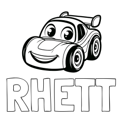 RHETT Coloring Page and Children's Printable Coloring Page of a Racing Car