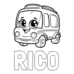 Online Created Coloring Page - RICO Coloring Page and Coloring Page of a Smiling Bus