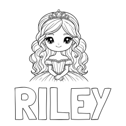 Online Created Coloring Page - RILEY Coloring Page and Coloring Page of a Cute Princess with Big Eyes
