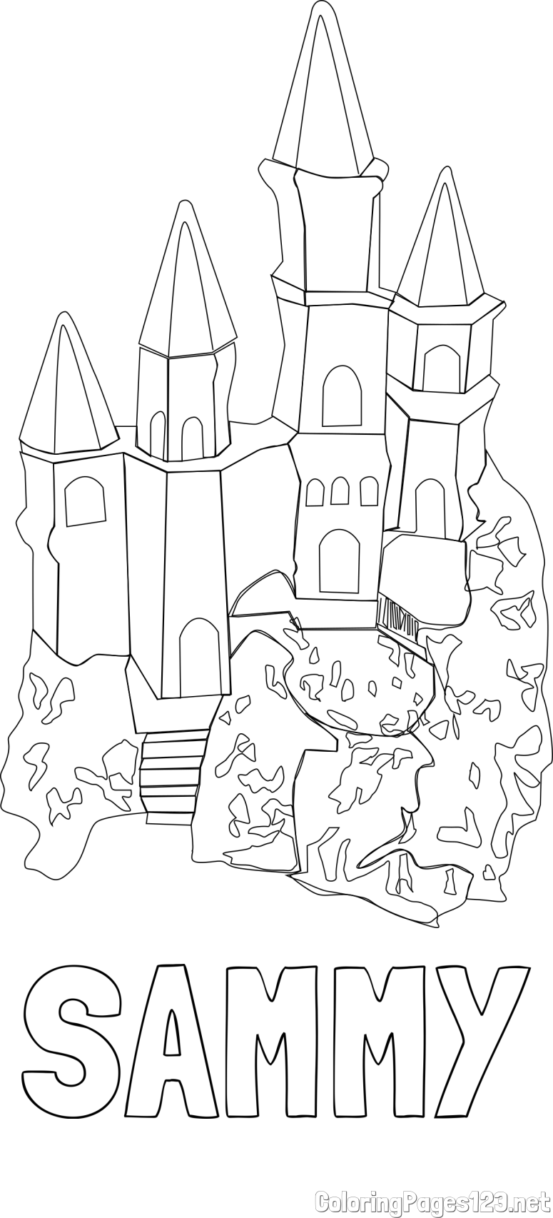 SAMMY Coloring Page and Abstract Castle Coloring Page - Simple Yet Detailed