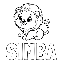 SIMBA Coloring Page and Playful Baby Lion Coloring Page
