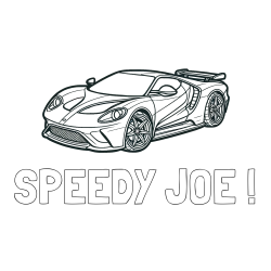 Online Created Coloring Page - SPEEDY JOE ! Coloring Page and Coloring Page of a Fast Sport's Car