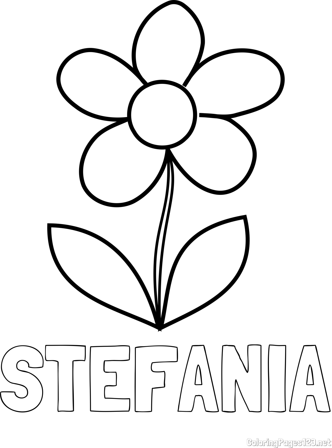 STEFANIA Coloring Page and Simple Flower Coloring Page
