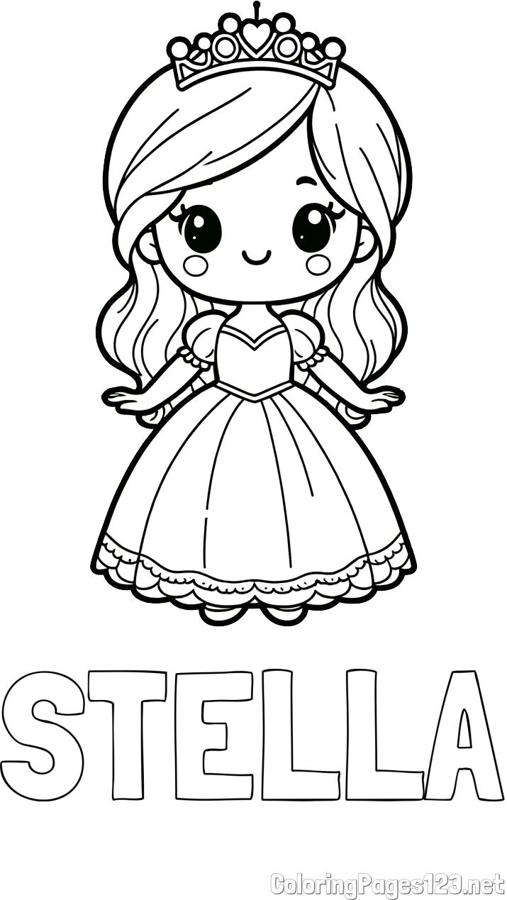 STELLA Coloring Page and Coloring Page of a Cute Princess