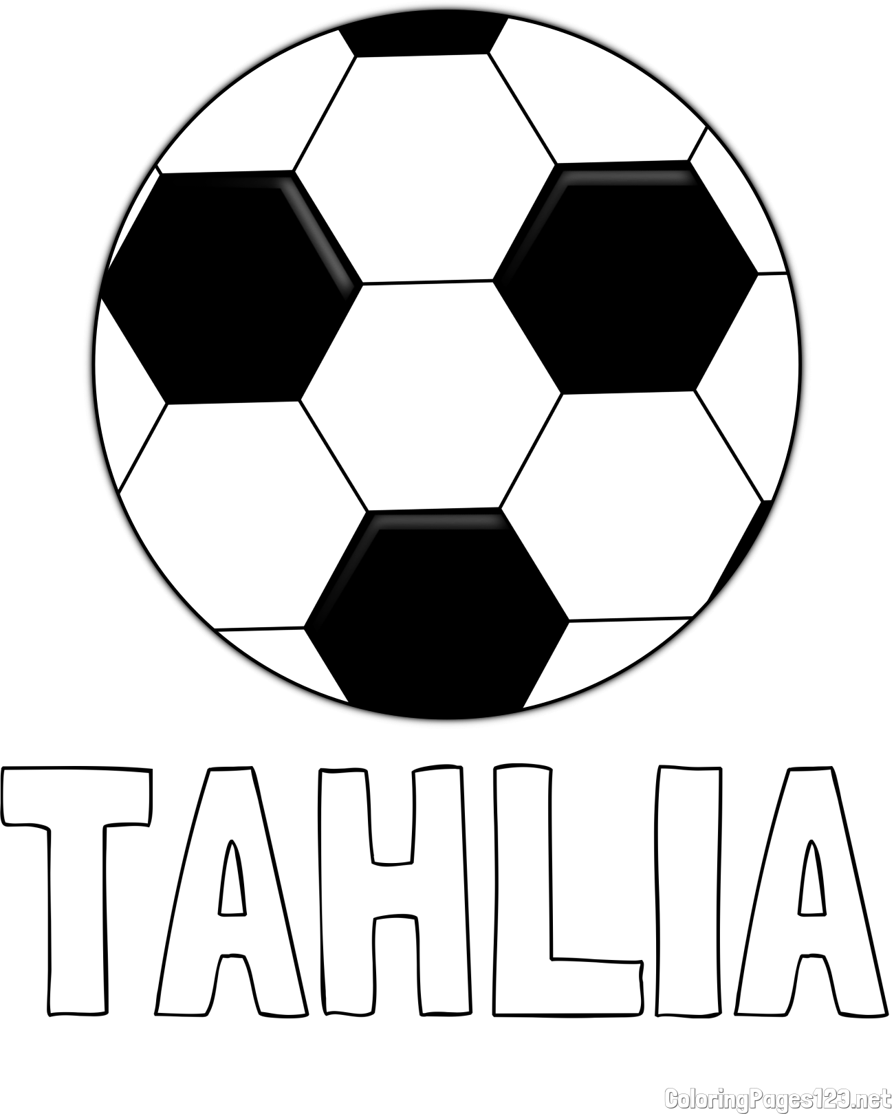 TAHLIA Coloring Page and Soccer Ball Coloring Page