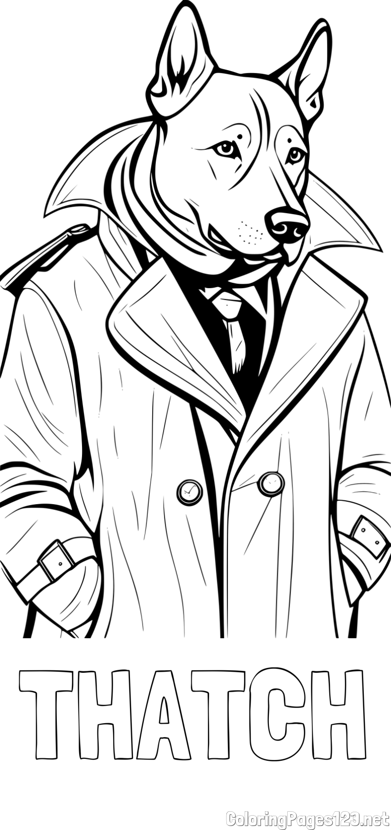 THATCH Coloring Page and Coloring page of Detective Dog