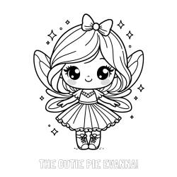 THE CUTIE PIE EVANNA! Coloring Page and Coloring Page of a Magical Fairy with a Cute Face