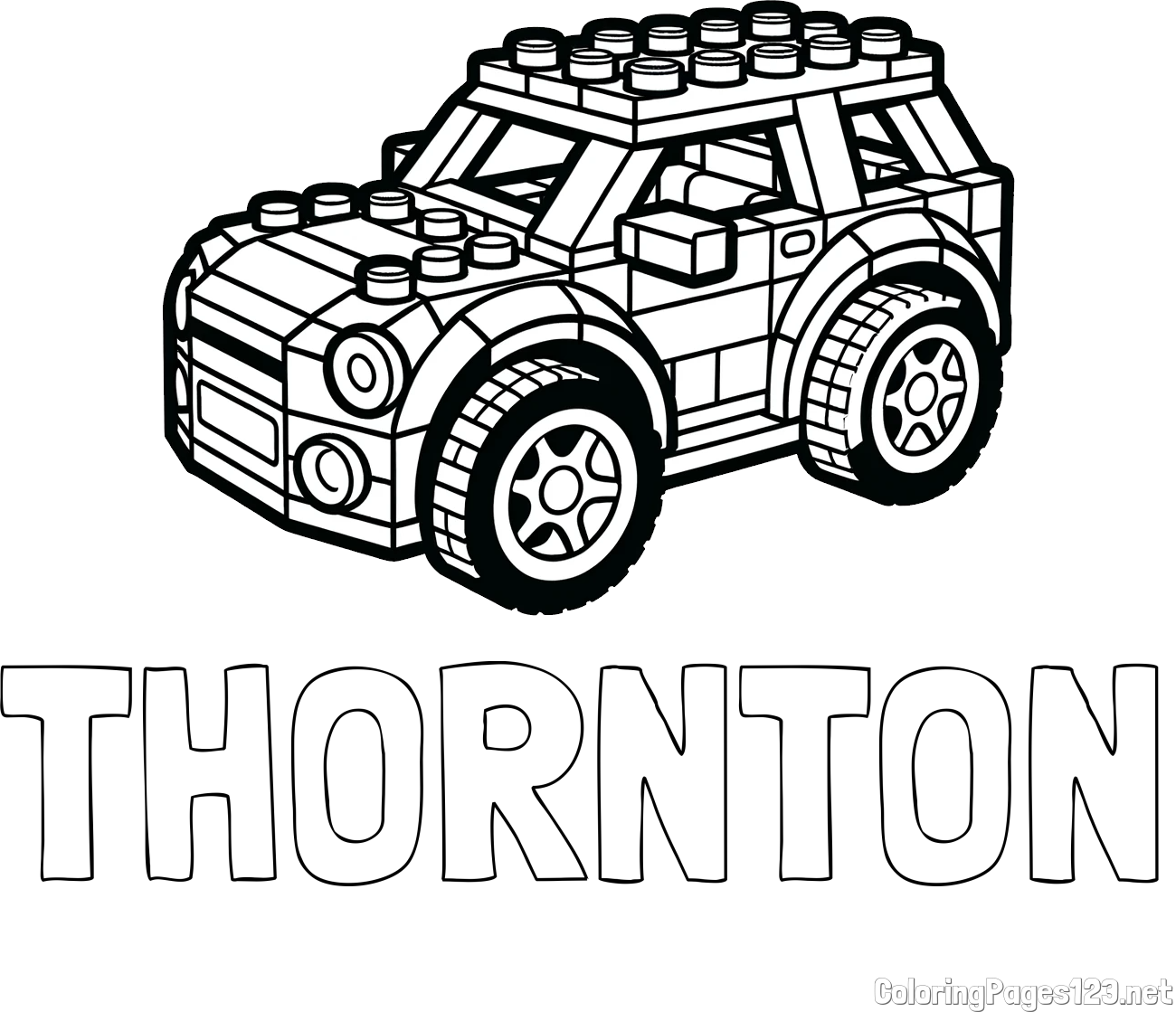 THORNTON Coloring Page and LEGO Car Coloring Page