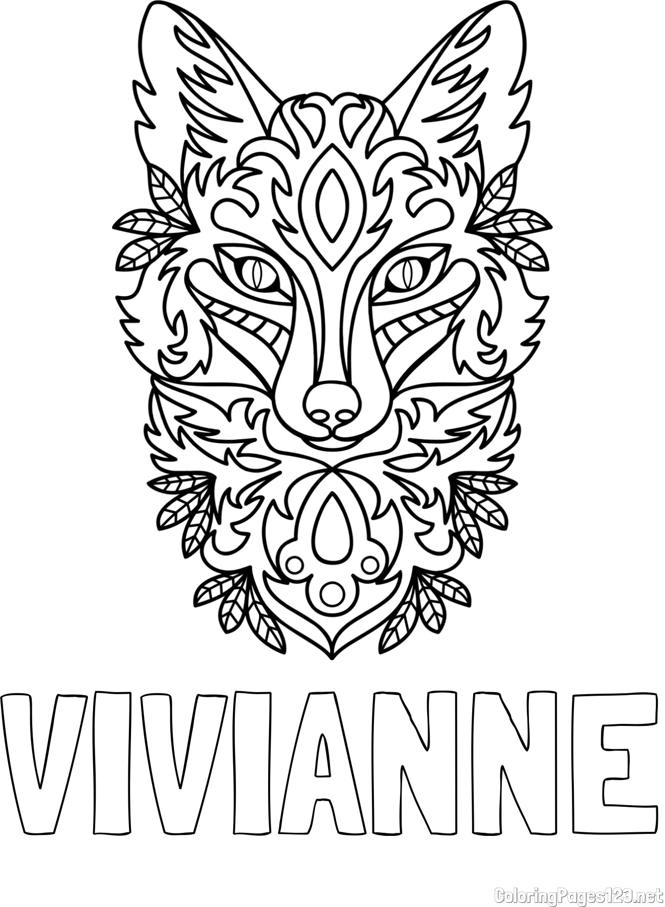 VIVIANNE Coloring Page and Wolf Mandala Coloring Page