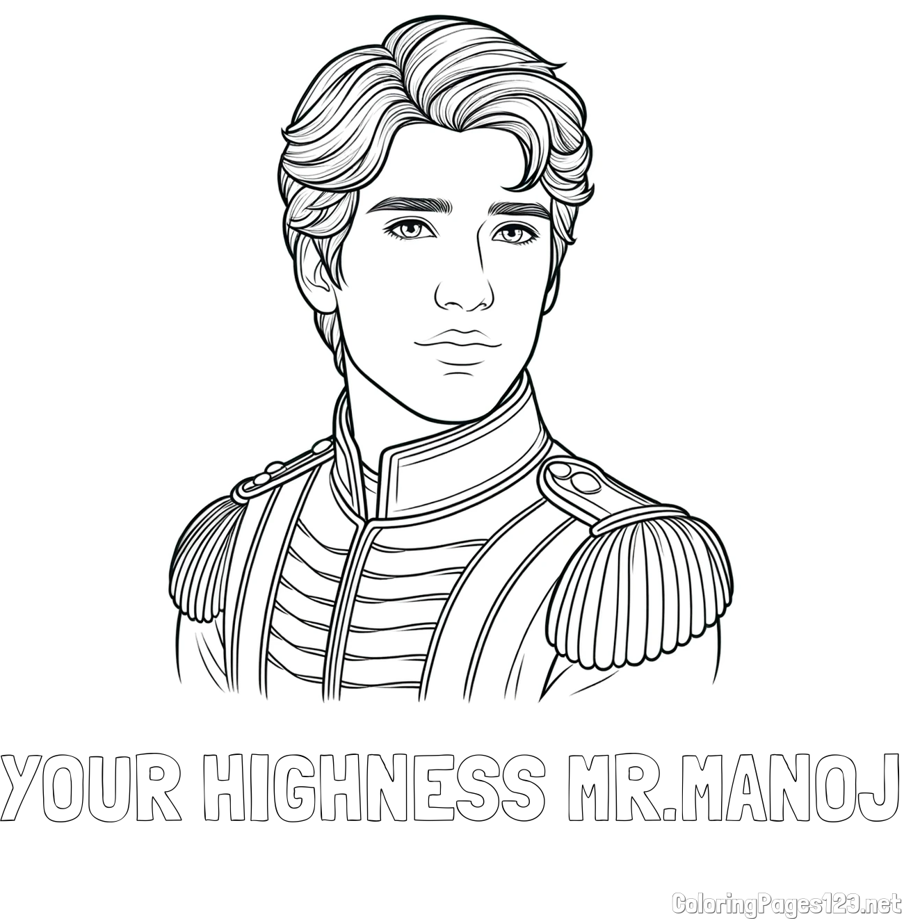 YOUR HIGHNESS MR.MANOJ Coloring Page and Coloring Page of a Prince