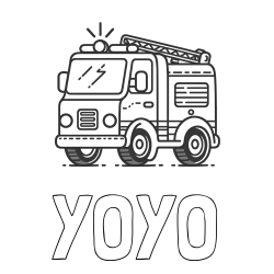 YOYO Coloring Page and Easy Coloring Page of a Fire Truck