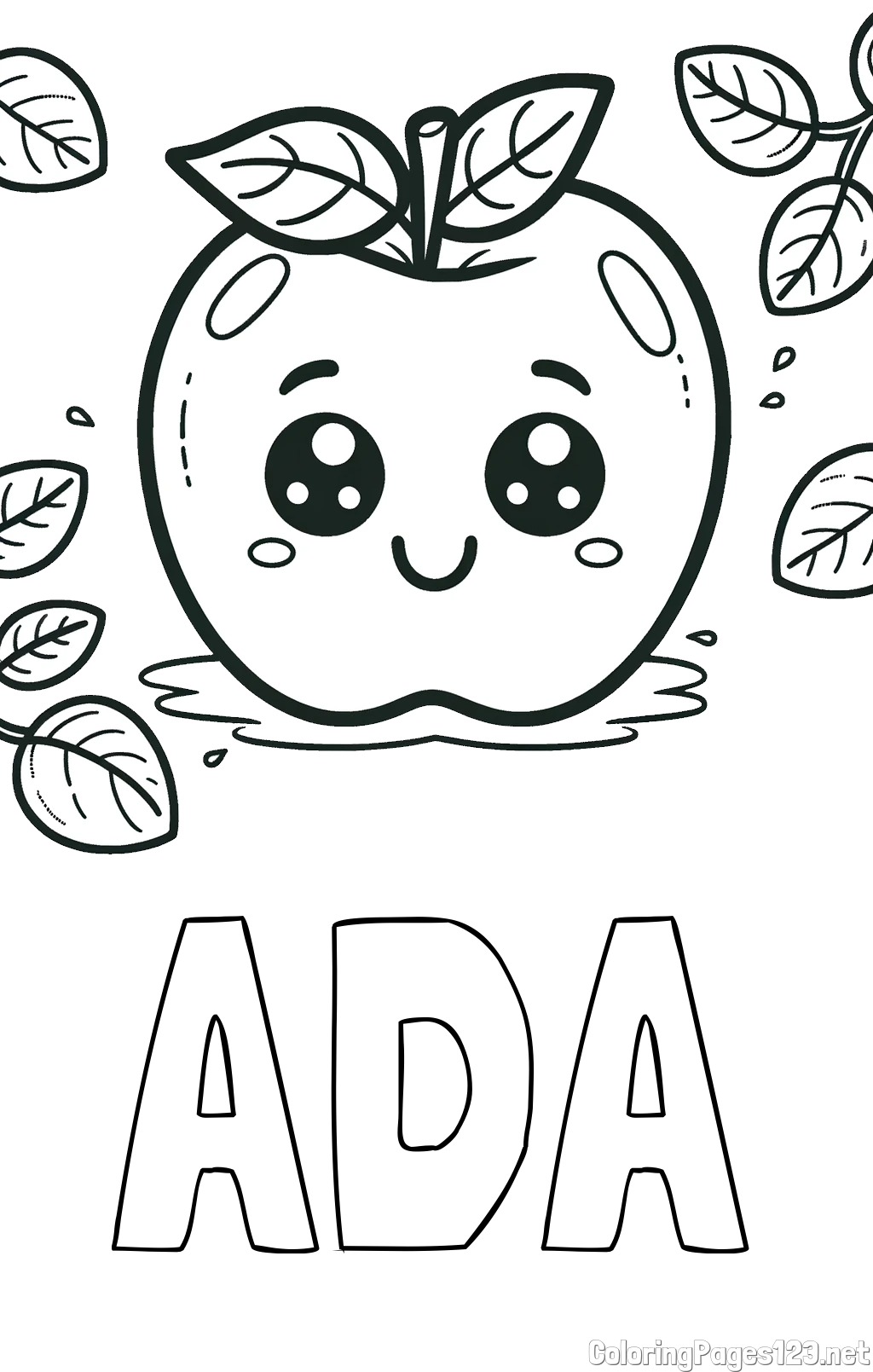 ADA Coloring Page and Smiling Apple Coloring Page