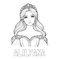 Online Created Coloring Page - ALILYANA Coloring Page and Coloring Page of a Realistic Princess