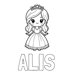 Online Created Coloring Page - ALIS Coloring Page and Coloring Page of a Cute Princess