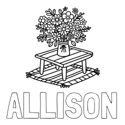 Online Created Coloring Page - ALLISON Coloring Page and Simple Flower Bouquet Coloring Page