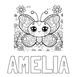 Online Created Coloring Page - AMELIA Coloring Page and Cute Butterfly Coloring Page