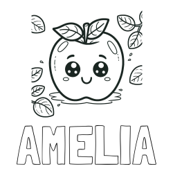 Online Created Coloring Page - AMELIA Coloring Page and Smiling Apple Coloring Page