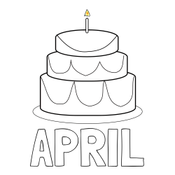 Online Created Coloring Page - APRIL Coloring Page and Big Birthday Cake Coloring Page