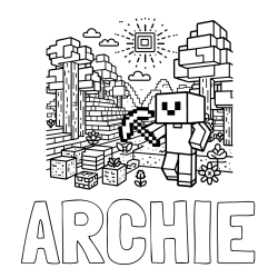 Online Created Coloring Page - ARCHIE Coloring Page and Minecraft World Coloring Page