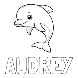 Online Created Coloring Page - AUDREY Coloring Page and Children's Coloring Book of a Cute Dolphin
