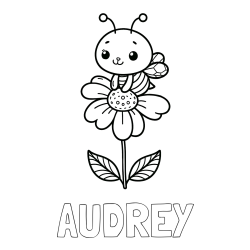 Online Created Coloring Page - AUDREY Coloring Page and Coloring Page of a Cute Bee on a Flower