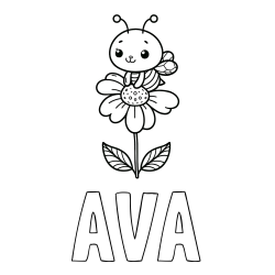 Online Created Coloring Page - AVA Coloring Page and Coloring Page of a Cute Bee on a Flower