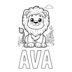 Online Created Coloring Page - AVA Coloring Page and Cute Baby Lion Coloring Page
