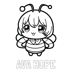 Online Created Coloring Page - AVA HOPE Coloring Page and Anime-Style Bee Coloring Page