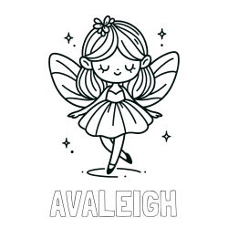 Online Created Coloring Page - AVALEIGH Coloring Page and Simple Coloring Page of a Magical Fairy