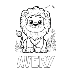 Online Created Coloring Page - AVERY Coloring Page and Cute Baby Lion Coloring Page