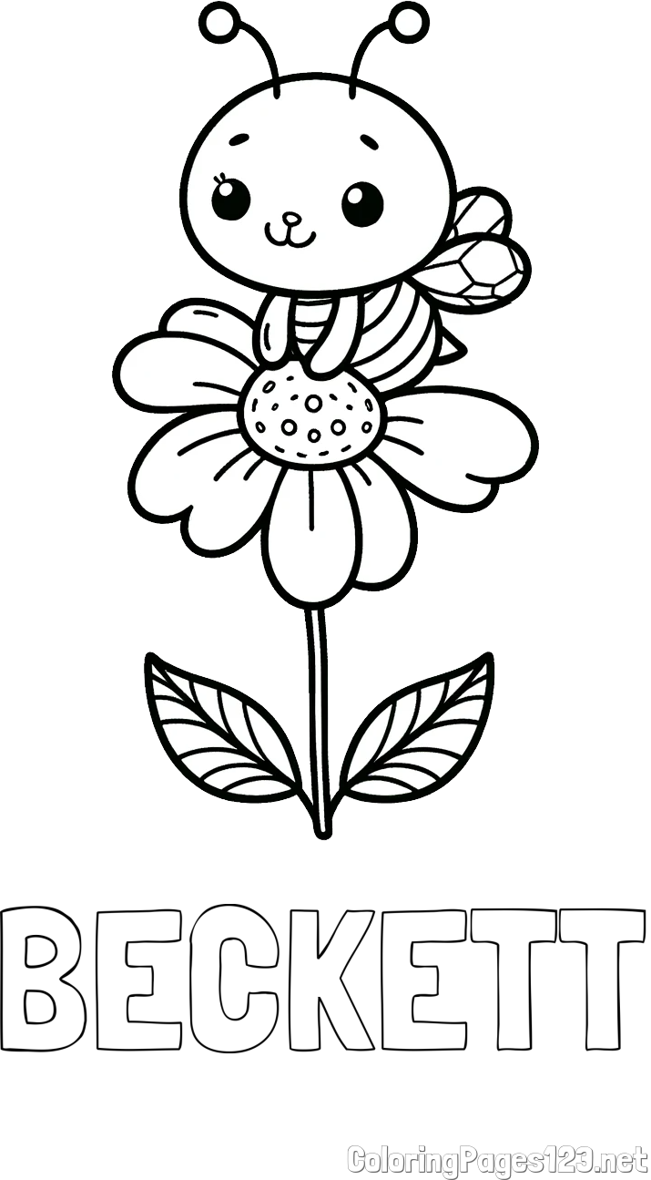 BECKETT Coloring Page and Coloring Page of a Cute Bee on a Flower