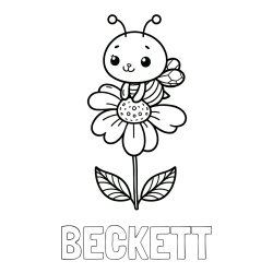 Online Created Coloring Page - BECKETT Coloring Page and Coloring Page of a Cute Bee on a Flower