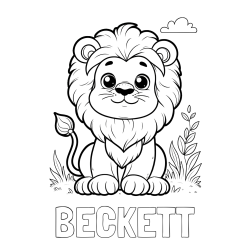 Online Created Coloring Page - BECKETT Coloring Page and Cute Baby Lion Coloring Page