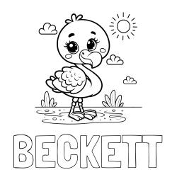 Online Created Coloring Page - BECKETT Coloring Page and Easy Coloring Page of a Cute Flamingo