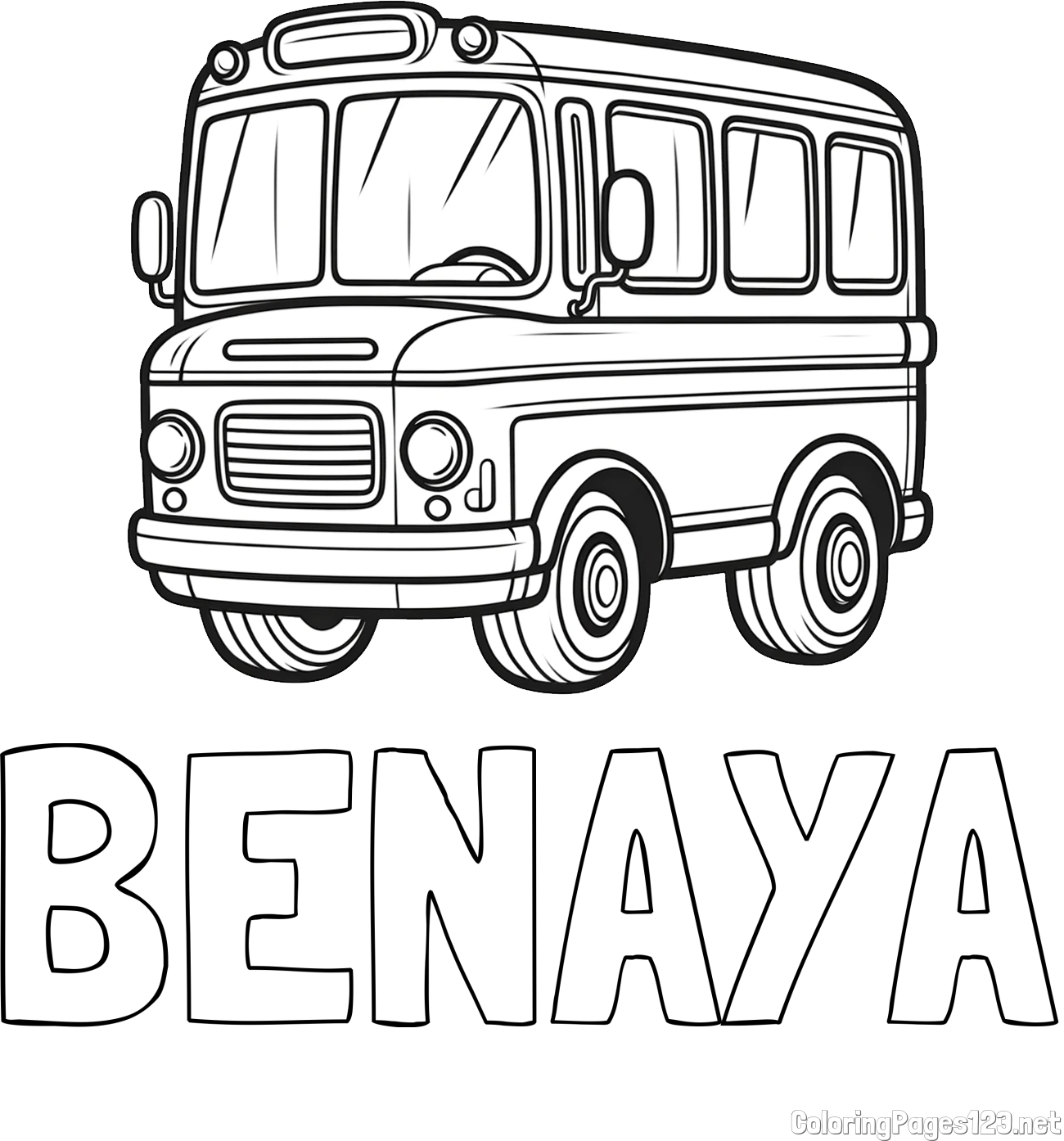 BENAYA Coloring Page and Children's Coloring Page of a Bus