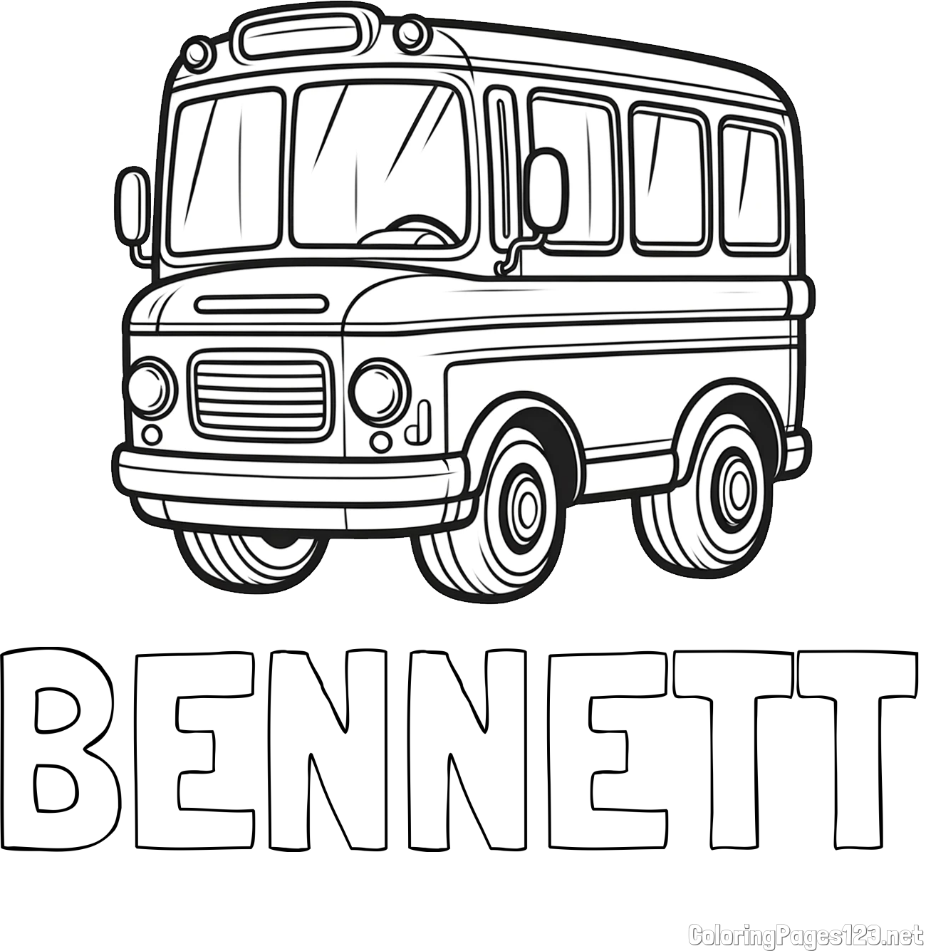 BENNETT Coloring Page and Children's Coloring Page of a Bus