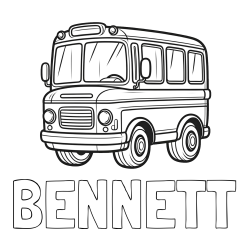 Online Created Coloring Page - BENNETT Coloring Page and Children's Coloring Page of a Bus