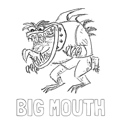 Online Created Coloring Page - BIG MOUTH Coloring Page and Fierce Monster Coloring Page