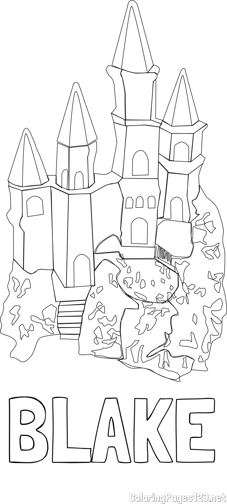 BLAKE Coloring Page and Abstract Castle Coloring Page - Simple Yet Detailed