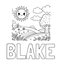Online Created Coloring Page - BLAKE Coloring Page and Sunny Nature Coloring Page