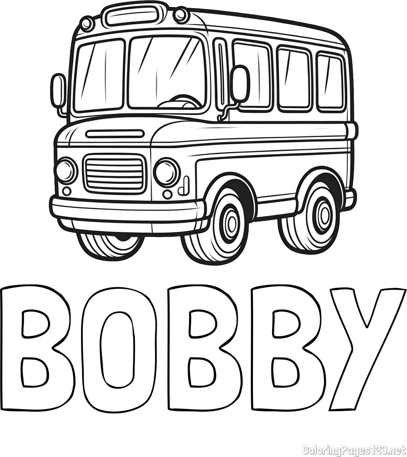 BOBBY Coloring Page and Children's Coloring Page of a Bus