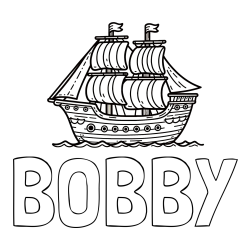 Online Created Coloring Page - BOBBY Coloring Page and Pirate Ship Coloring Page