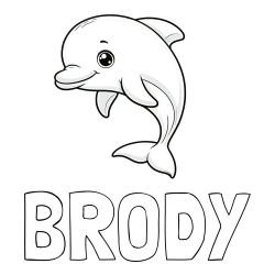 Online Created Coloring Page - BRODY Coloring Page and Children's Coloring Book of a Cute Dolphin