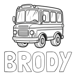 Online Created Coloring Page - BRODY Coloring Page and Children's Coloring Page of a Bus